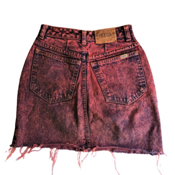 Vintage Dresses & Skirts - 2/$40 Vintage 80s stone wash raw hem denim skirt